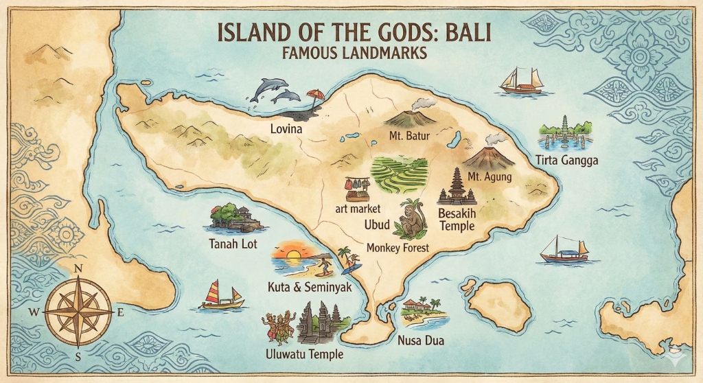 Bali Landmarks Map